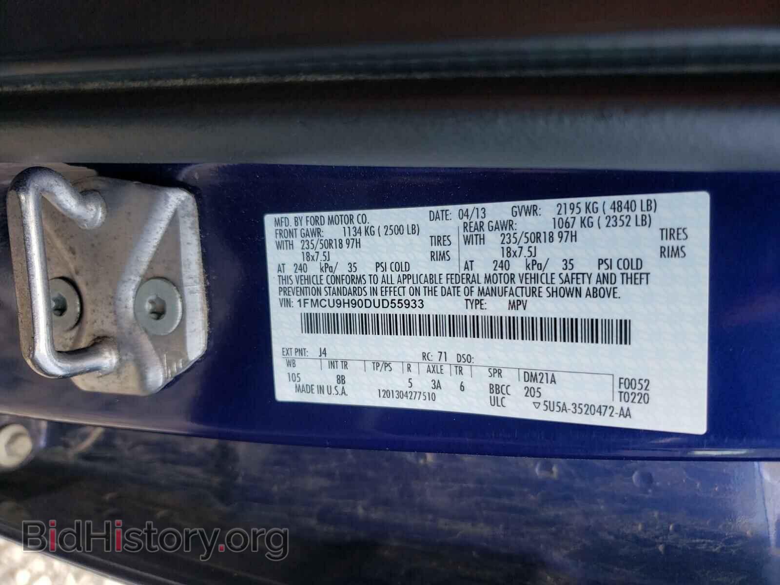 2013 FORD ESCAPE - VIN: 1FMCU9H90DUD55933 - Photo 10