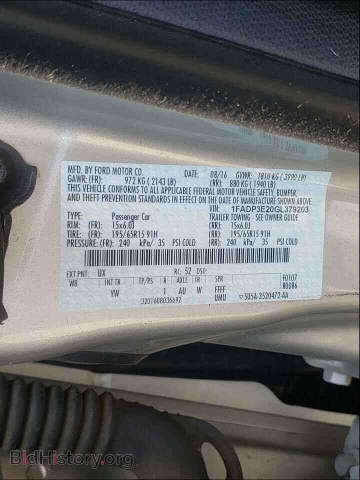 2016 FORD FOCUS - VIN: 1FADP3E20GL379203 - Фото 10