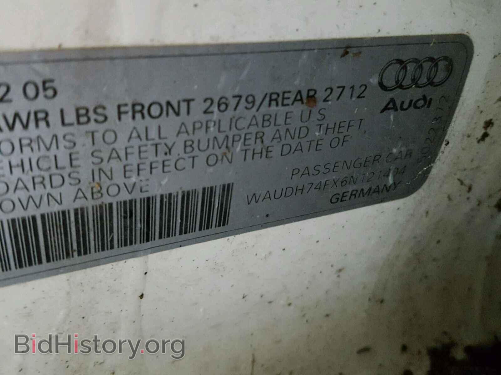 2006 AUDI A6 - VIN: WAUDH74FX6N121404 - Фото 10