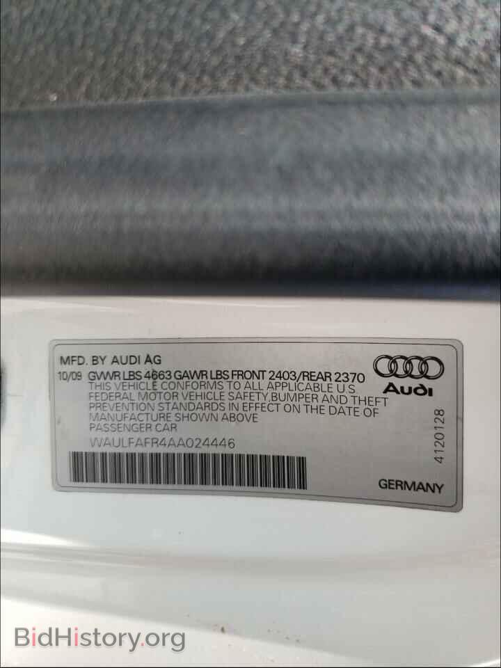 2010 AUDI A5 - VIN: WAULFAFR4AA024446 - Фото 10
