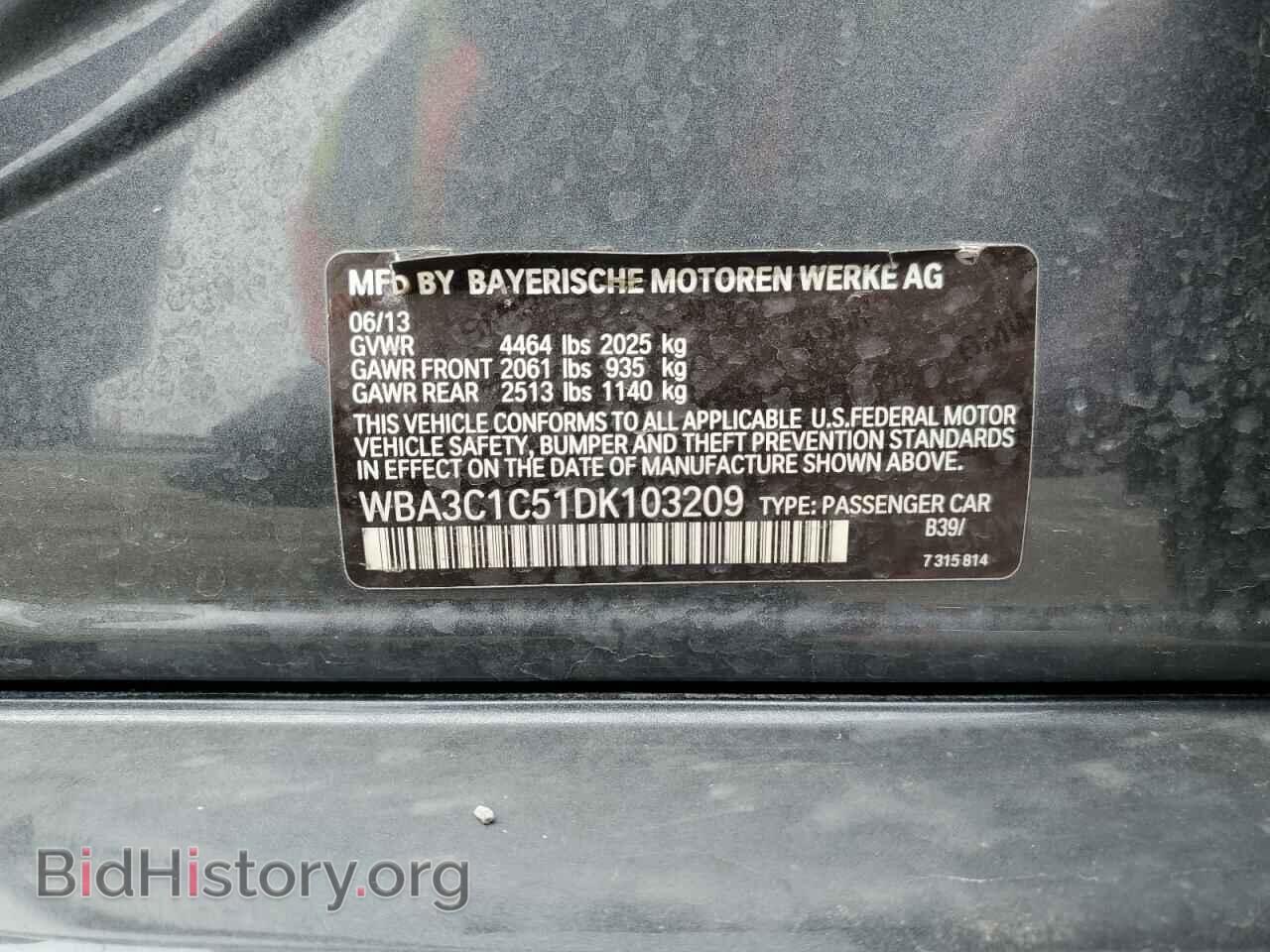 2013 BMW 3 SERIES - VIN: WBA3C1C51DK103209 - Фото 14