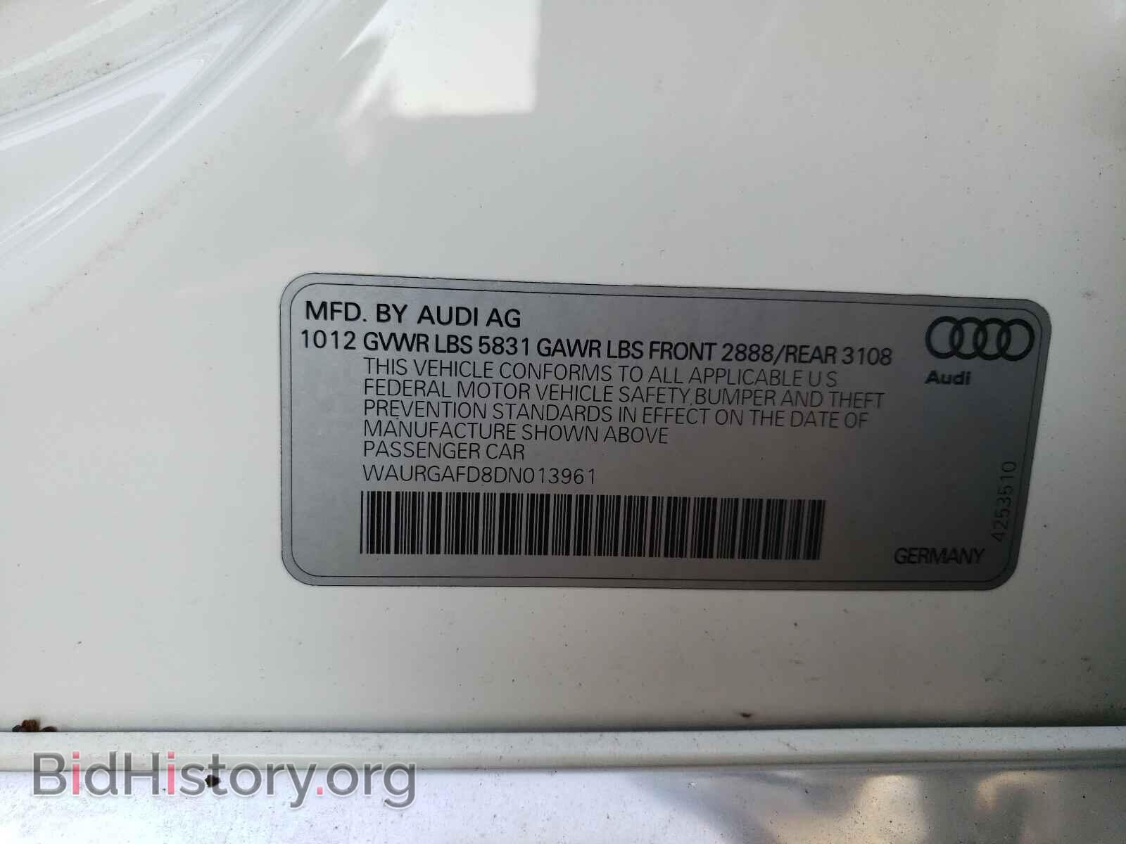 2013 AUDI A8 - VIN: WAURGAFD8DN013961 - Фото 10