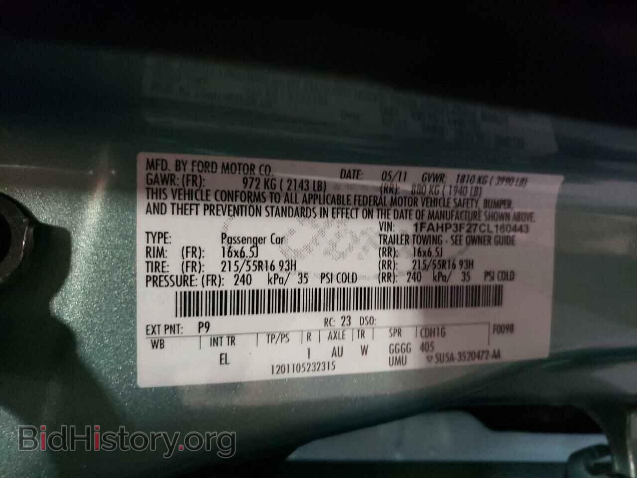 2012 FORD FOCUS - VIN: 1FAHP3F27CL160443 - Фото 10