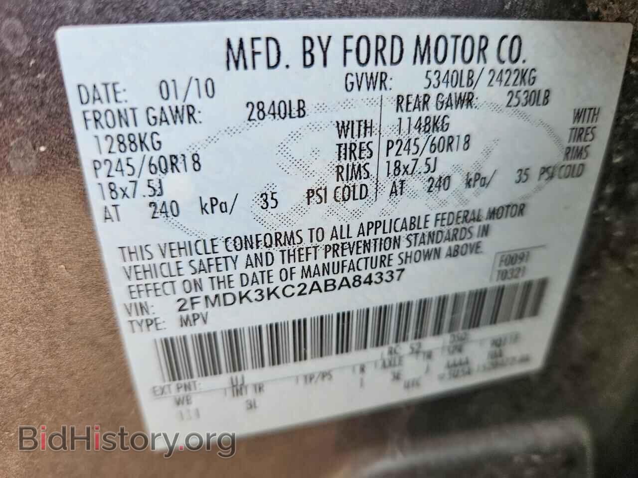 2010 FORD EDGE - VIN: 2FMDK3KC2ABA84337 - Photo 12