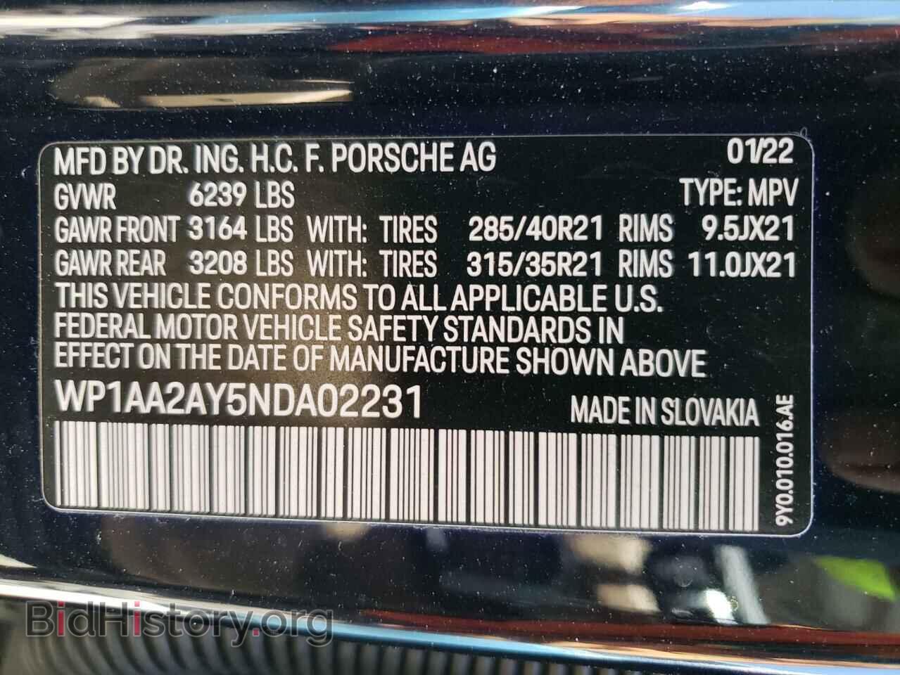 2022 PORSCHE CAYENNE - VIN: WP1AA2AY5NDA02231 - Фото 13