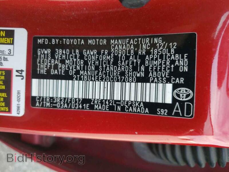 2013 Toyota COROLLA (VIN 2T1BU4EE2DC017080) — фото 10 из 10