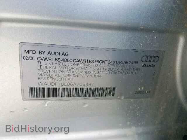 2006 AUDI A4 - VIN: WAUDF78E06A205987 - Фото 10