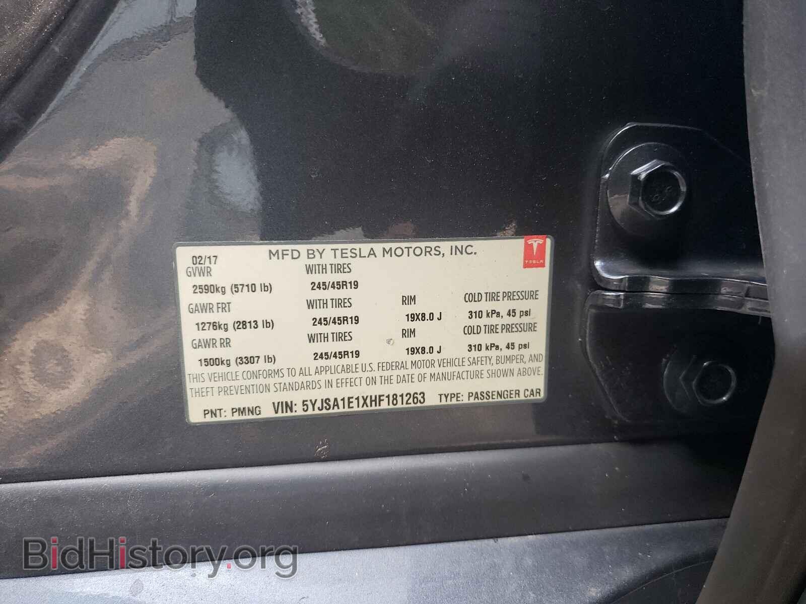 2017 TESLA MODEL S - VIN: 5YJSA1E1XHF181263 - Photo 10