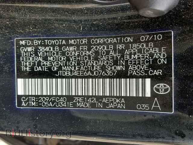 2010 TOYOTA COROLLA BA - VIN: JTDBU4EE6AJ076357 - Фото 10