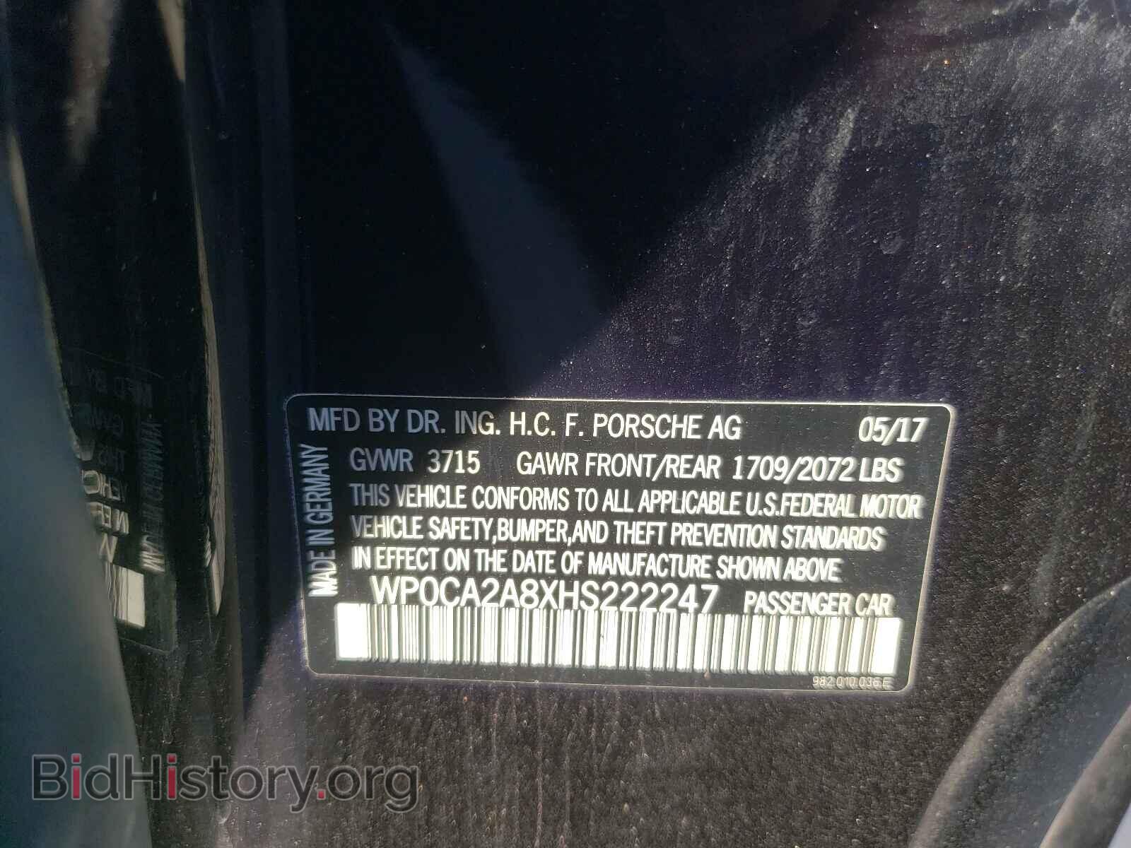 2017 PORSCHE BOXSTER - VIN: WP0CA2A8XHS222247 - Фото 10