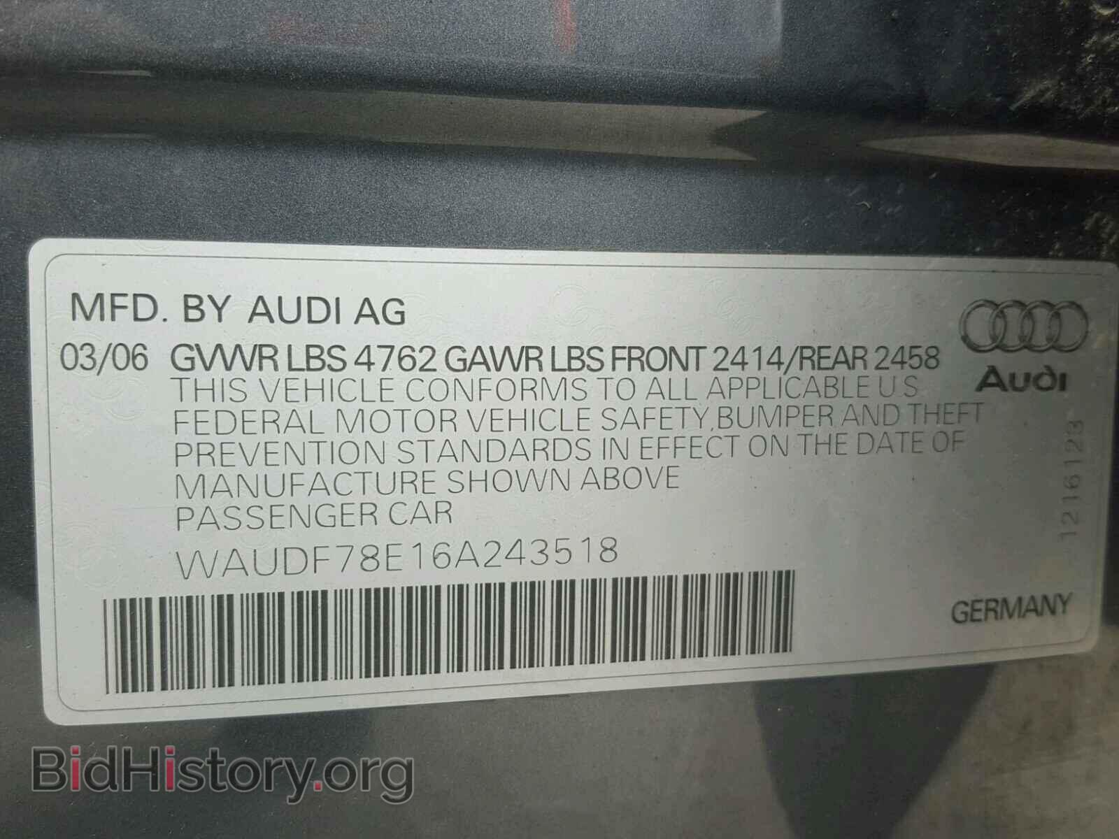 2006 AUDI A4 - VIN: WAUDF78E16A243518 - Photo 10