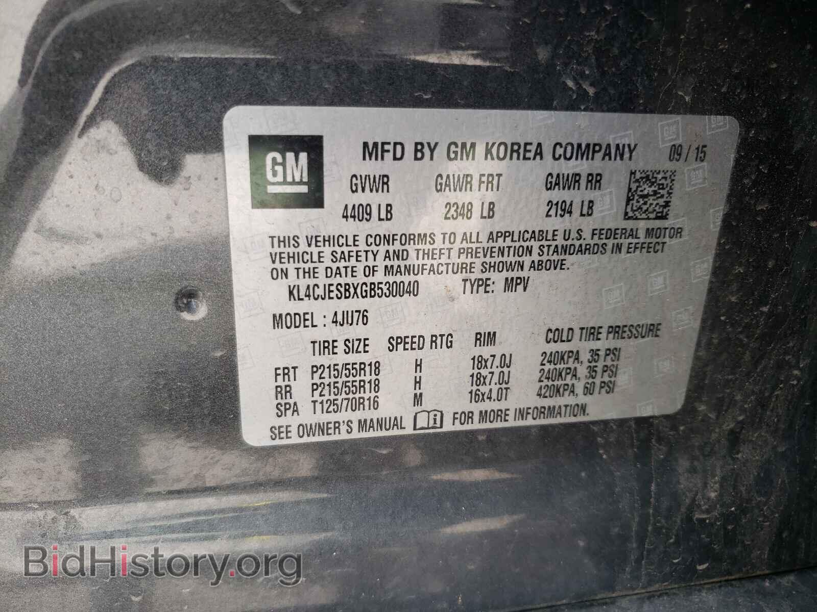 2016 BUICK ENCORE - VIN: KL4CJESBXGB530040 - Photo 10