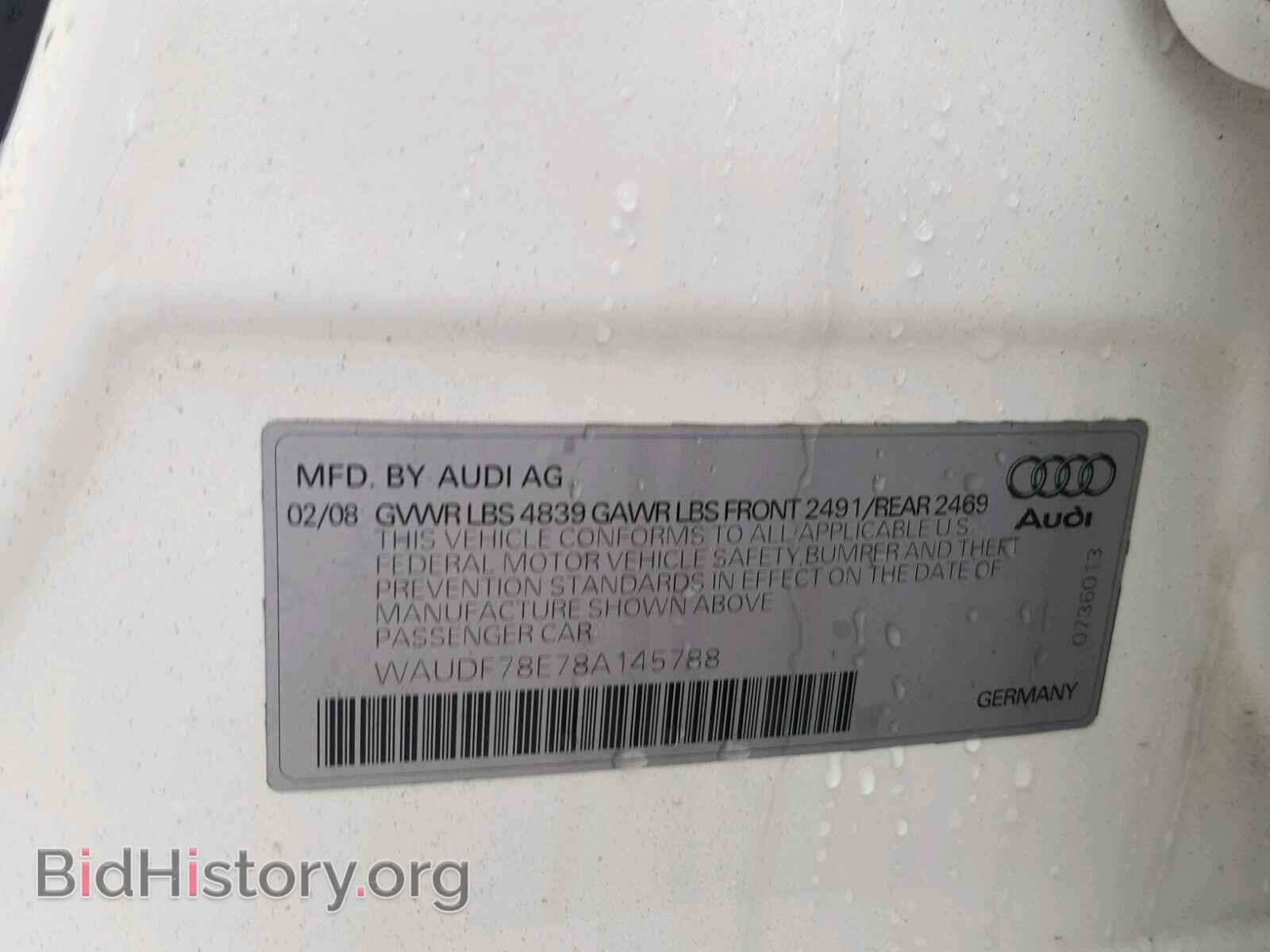 2008 AUDI A4 - VIN: WAUDF78E78A145788 - Фото 10