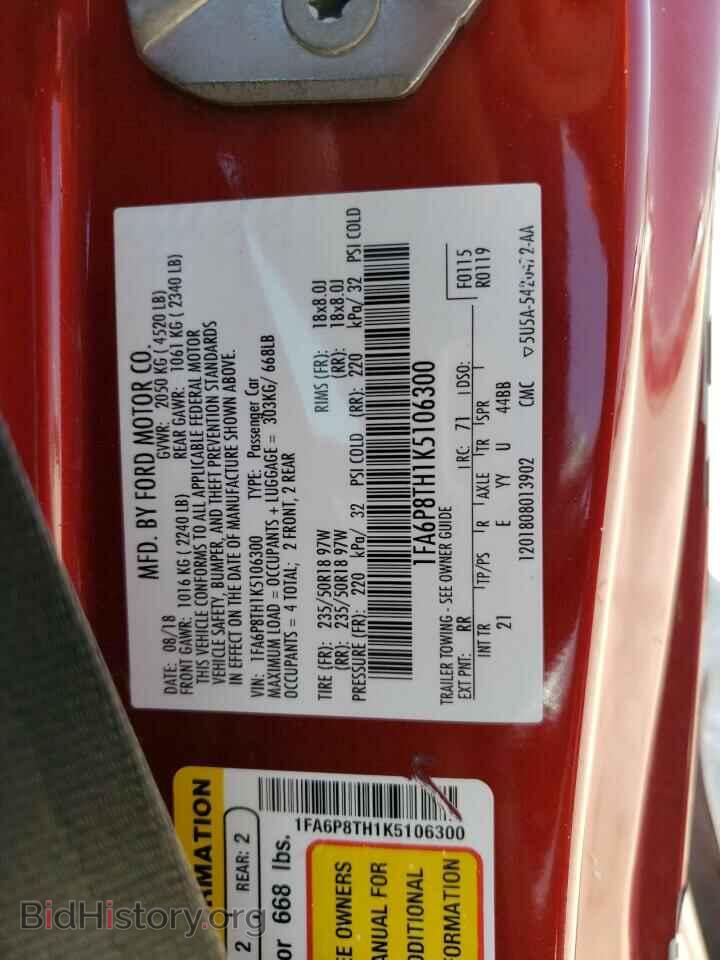 2019 FORD ALL Models - VIN: 1FA6P8TH1K5106300 - Фото 12