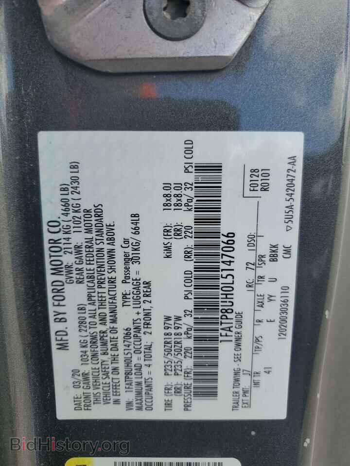2020 FORD ALL Models - VIN: 1FATP8UH0L5147066 - Фото 12