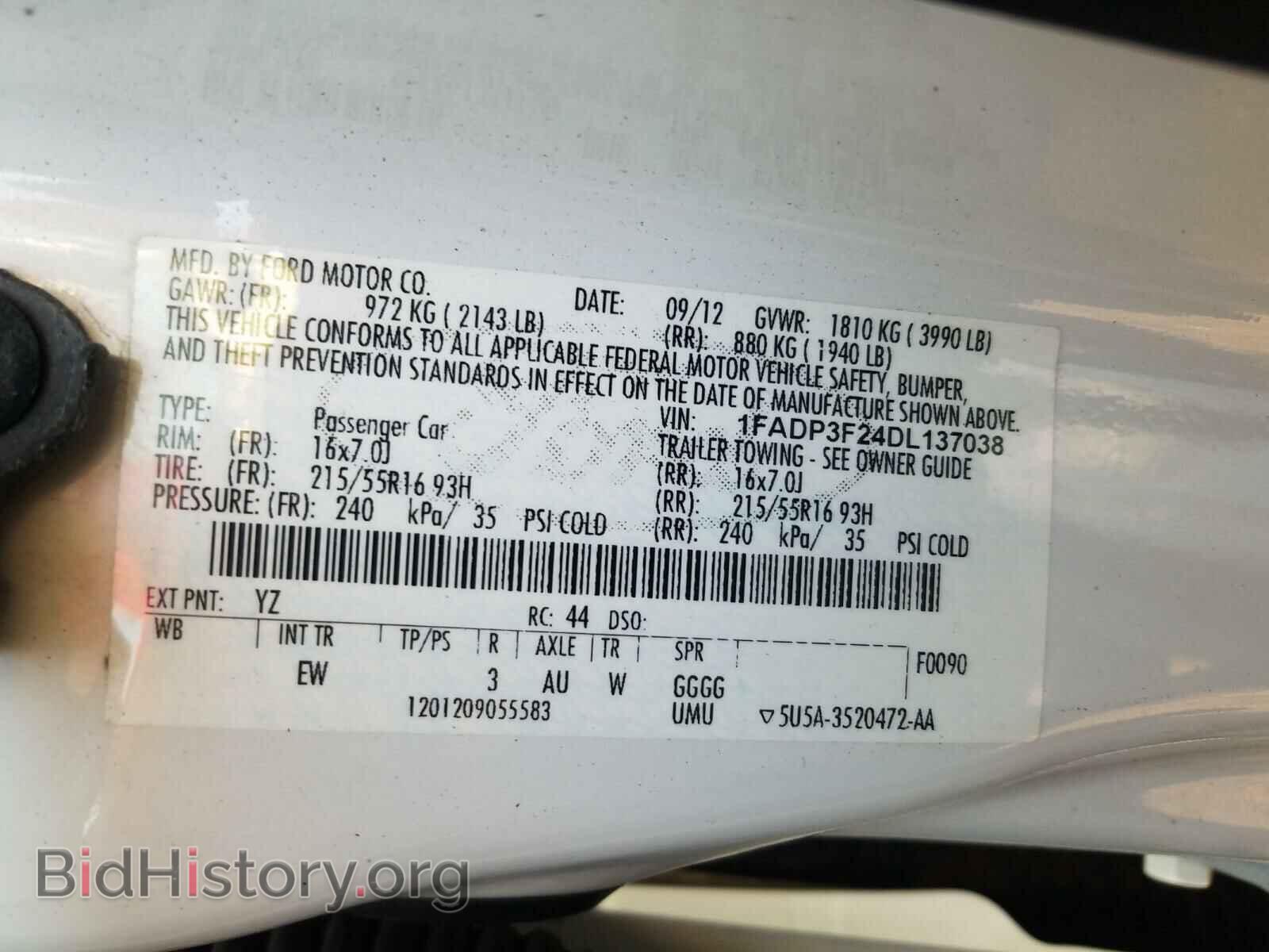 2013 FORD FOCUS - VIN: 1FADP3F24DL137038 - Фото 10