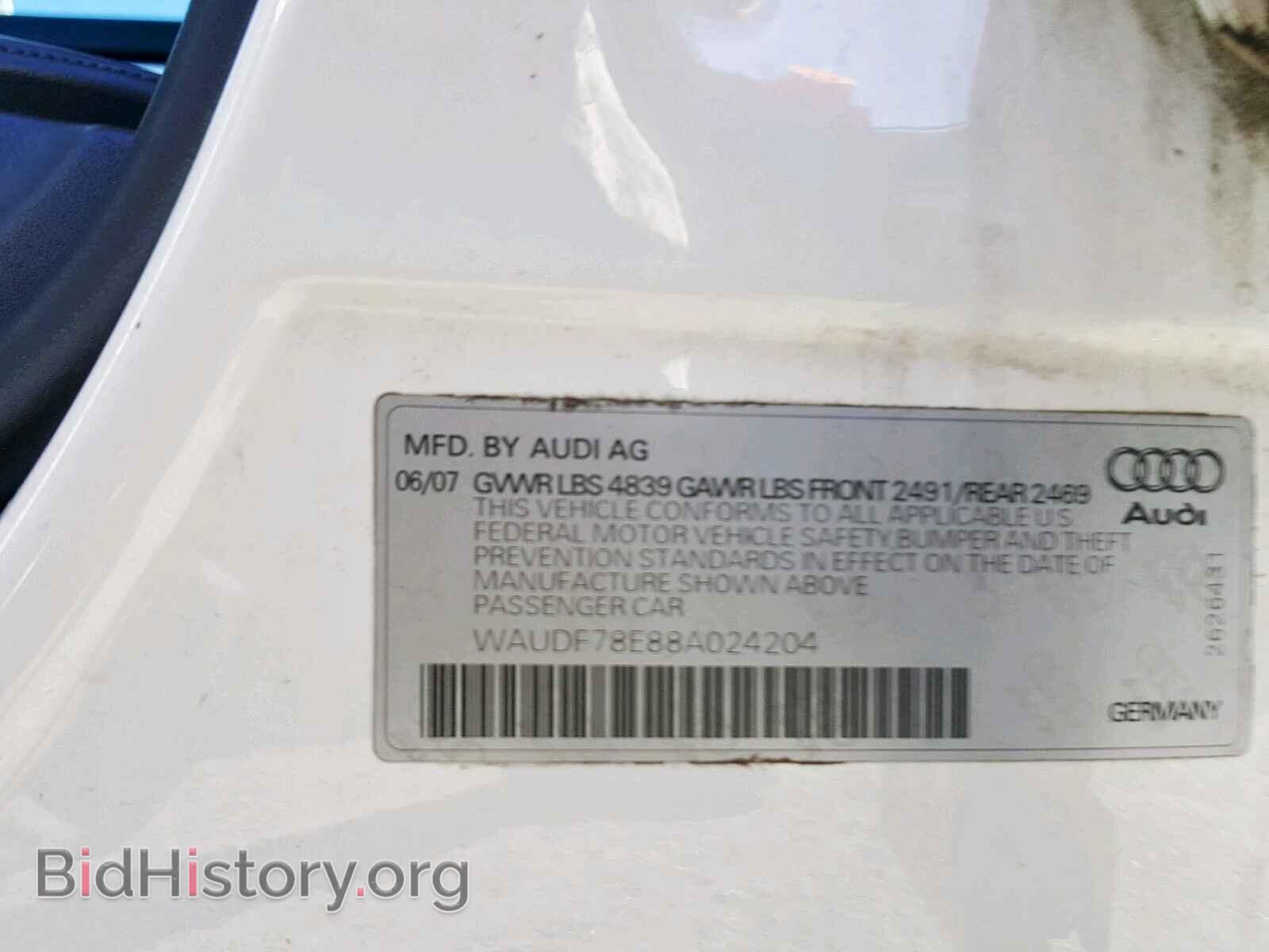 2008 AUDI A4 - VIN: WAUDF78E88A024204 - Фото 10