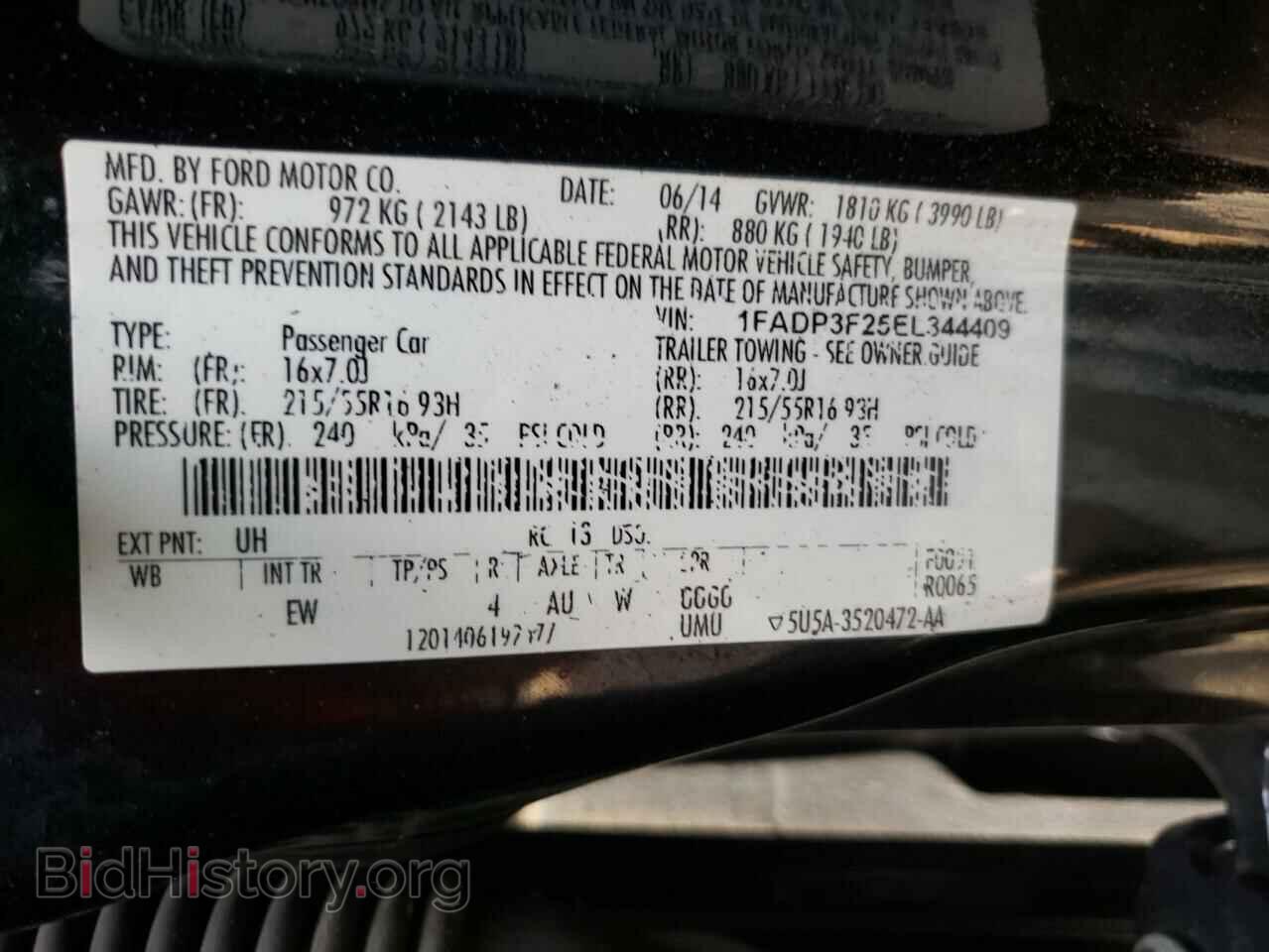 2014 FORD FOCUS - VIN: 1FADP3F25EL344409 - Фото 10