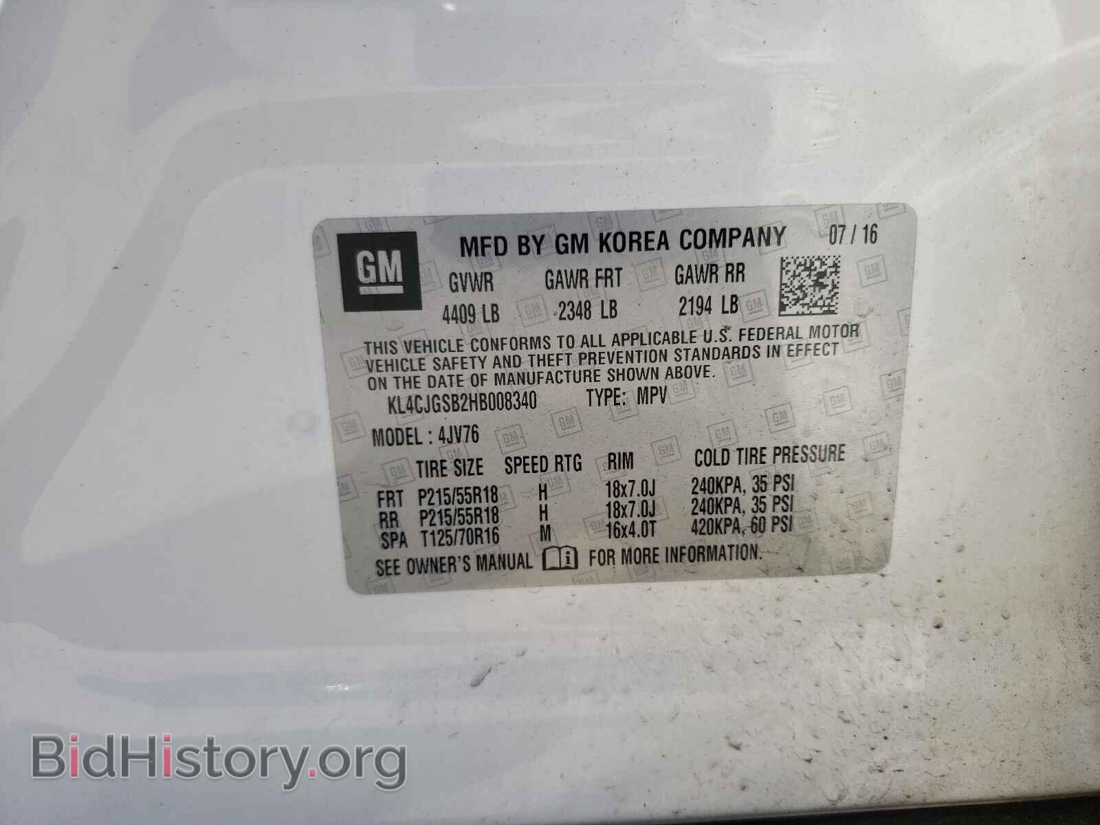 2017 BUICK ENCORE - VIN: KL4CJGSB2HB008340 - Photo 10