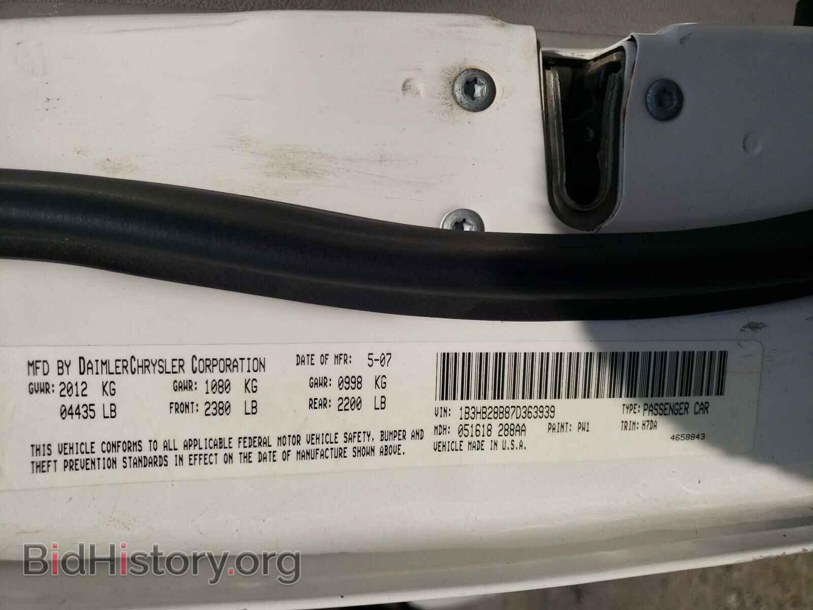 2007 DODGE CALIBER - VIN: 1B3HB28B87D363939 - Фото 10