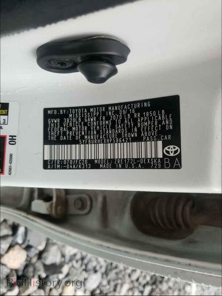 2017 TOYOTA COROLLA - VIN: 5YFBURHEXHP586421 - Фото 10