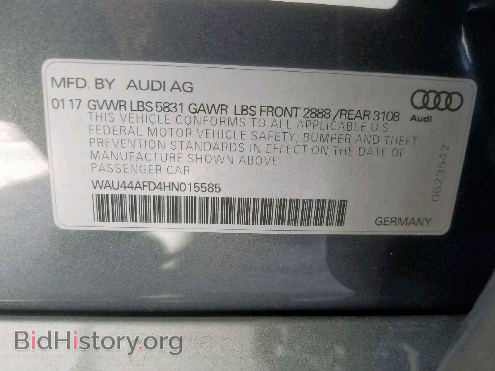 2017 AUDI A8 - VIN: WAU44AFD4HN015585 - Фото 10