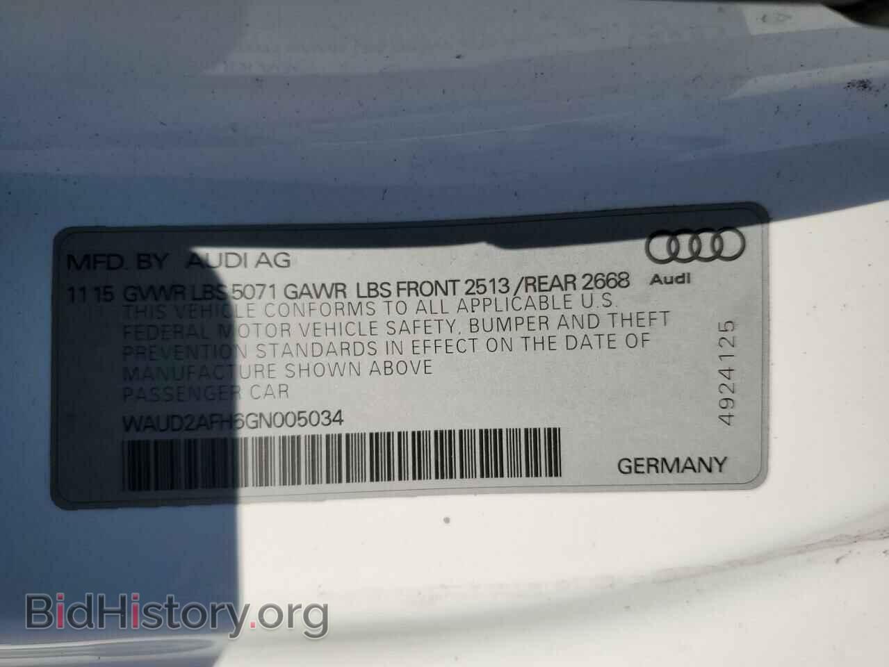 2016 AUDI A5 - VIN: WAUD2AFH6GN005034 - Фото 12