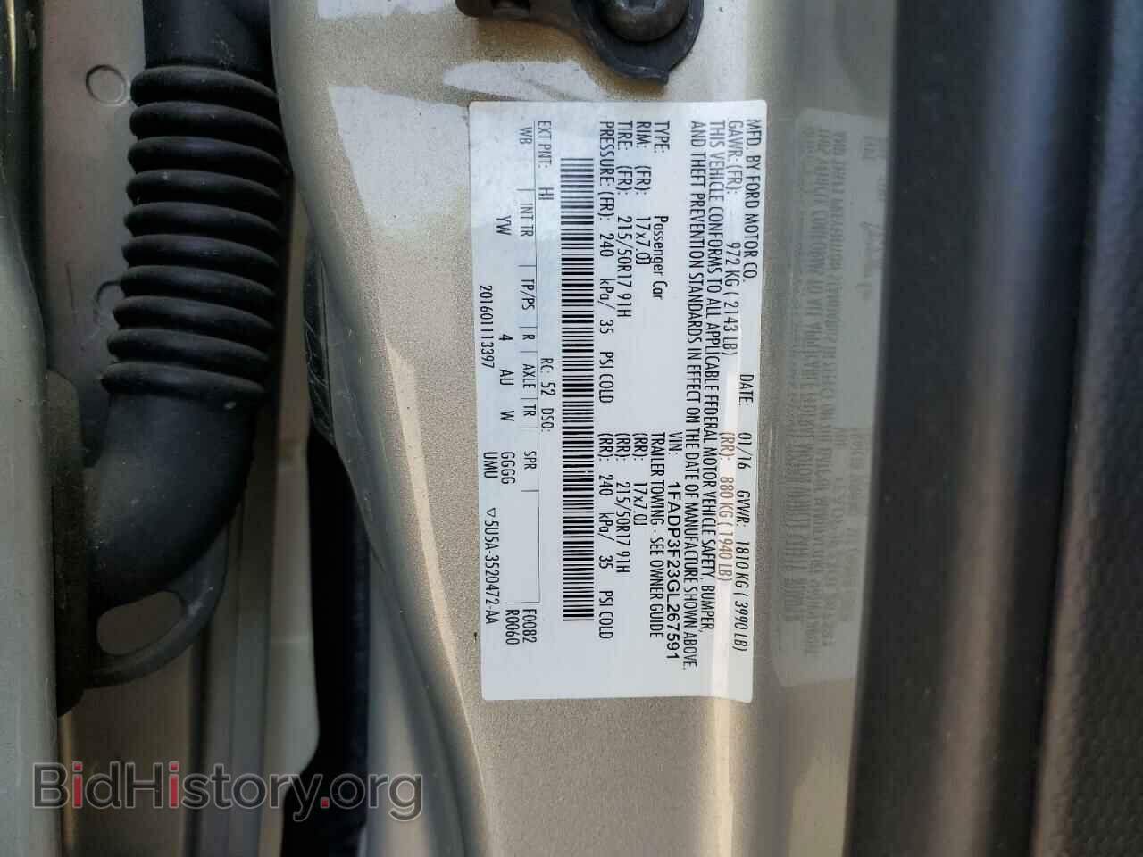 2016 FORD FOCUS - VIN: 1FADP3F23GL267591 - Фото 10