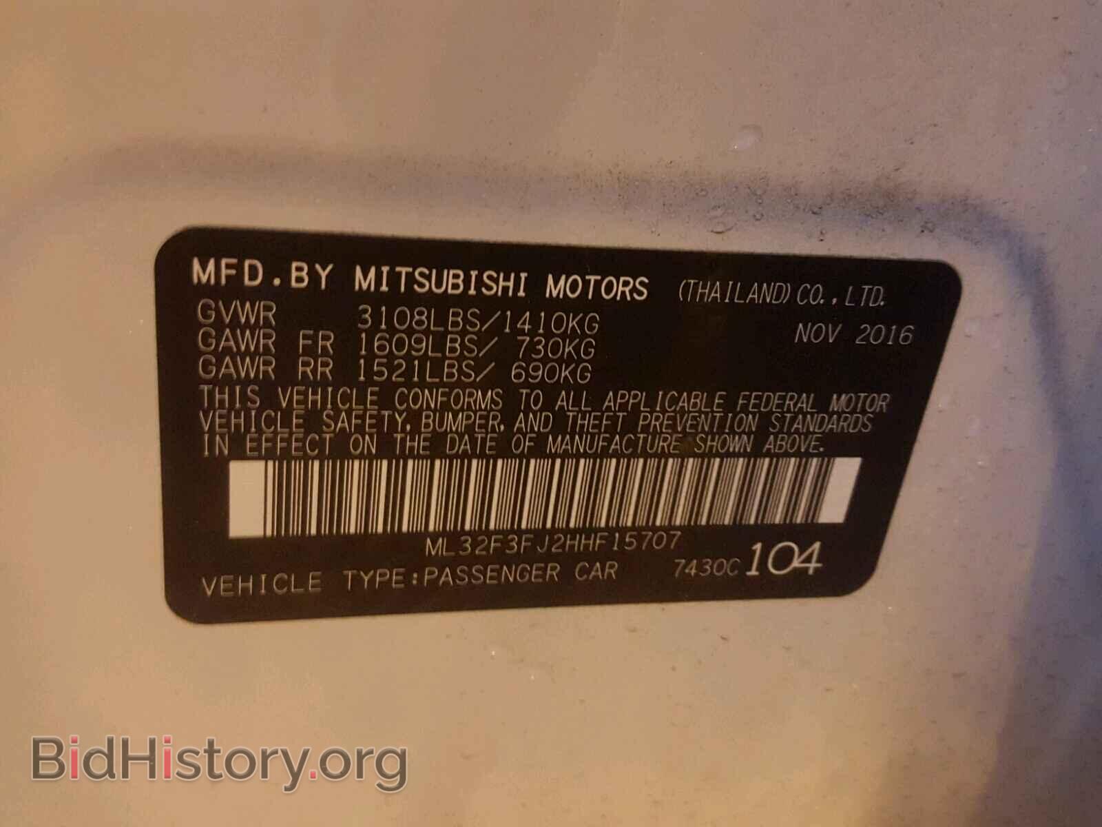 2017 MITSUBISHI MIRAGE - VIN: ML32F3FJ2HHF15707 - Фото 10