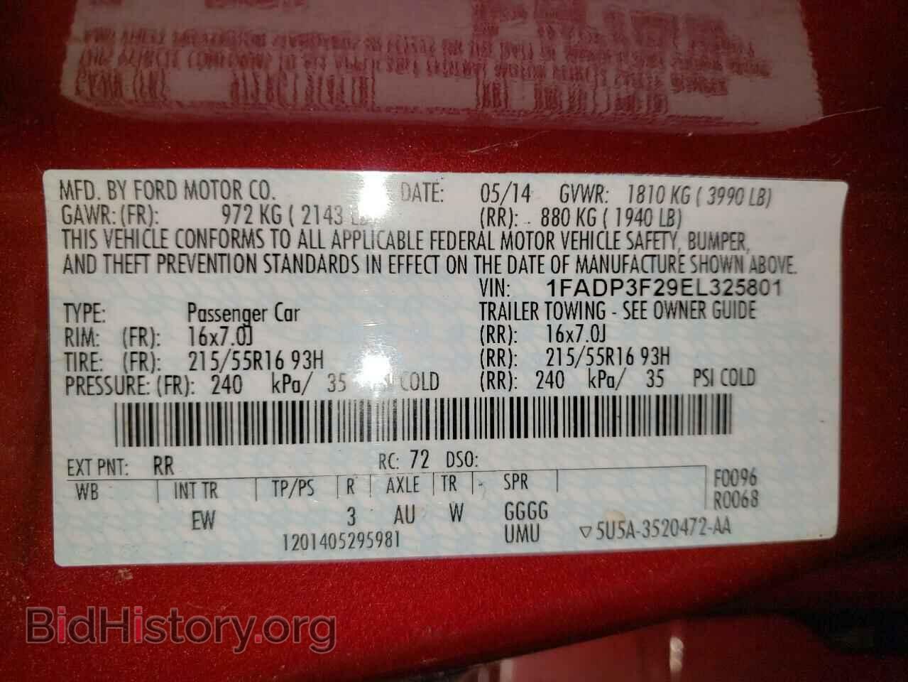 2014 FORD FOCUS - VIN: 1FADP3F29EL325801 - Фото 10