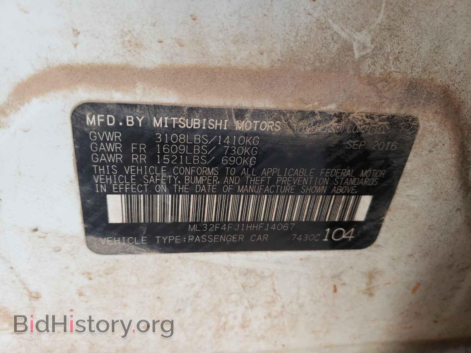 2017 MITSUBISHI MIRAGE - VIN: ML32F4FJ1HHF14067 - Фото 10