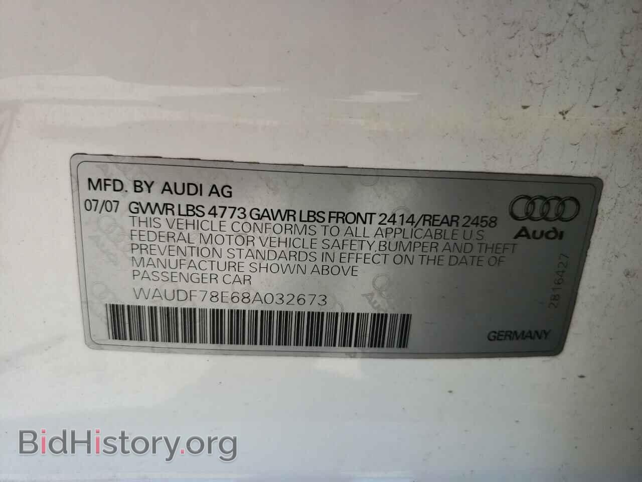 2008 AUDI A4 - VIN: WAUDF78E68A032673 - Фото 10