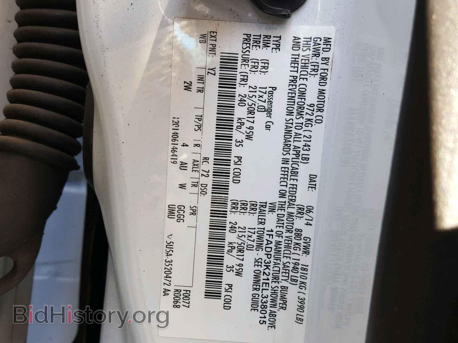 2014 FORD FOCUS - VIN: 1FADP3K21EL338015 - Фото 10