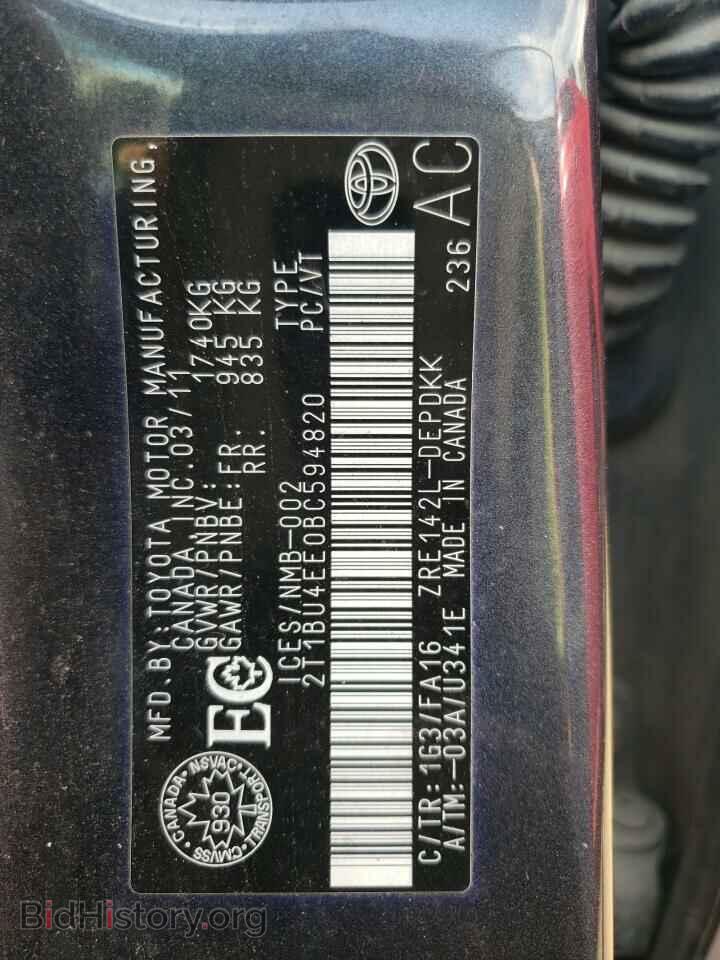 2011 TOYOTA COROLLA - VIN: 2T1BU4EE0BC594820 - Фото 10