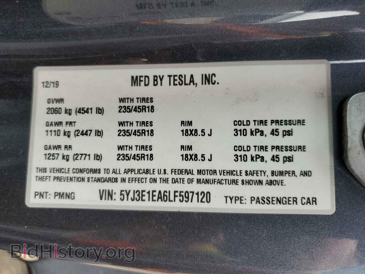 2020 TESLA MODEL 3 - VIN: 5YJ3E1EA6LF597120 - Фото 12
