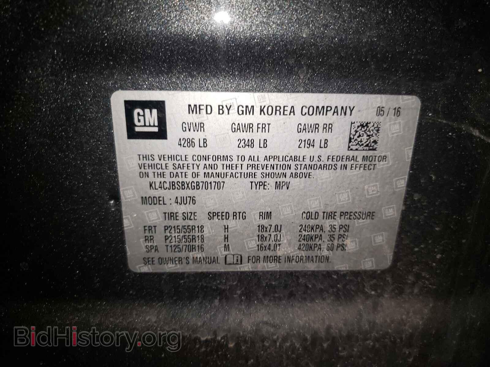 2016 BUICK ENCORE - VIN: KL4CJBSBXGB701707 - Фото 10