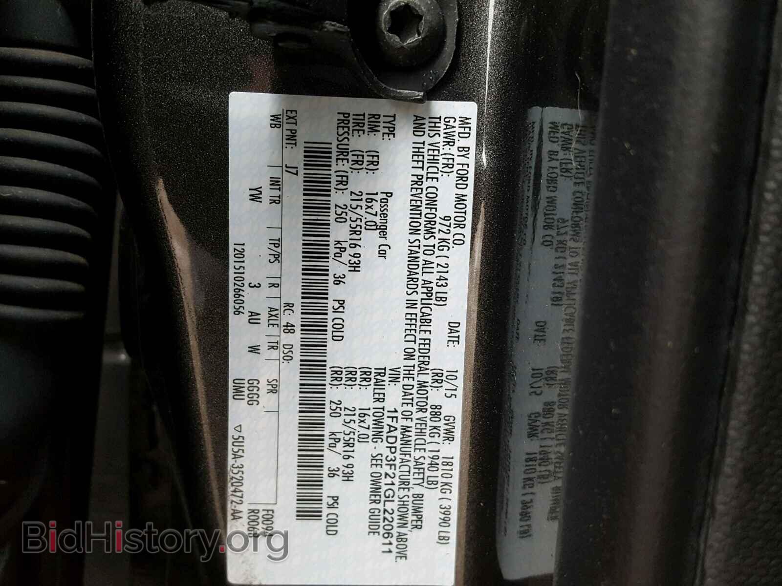 2016 FORD FOCUS - VIN: 1FADP3F21GL220611 - Фото 10
