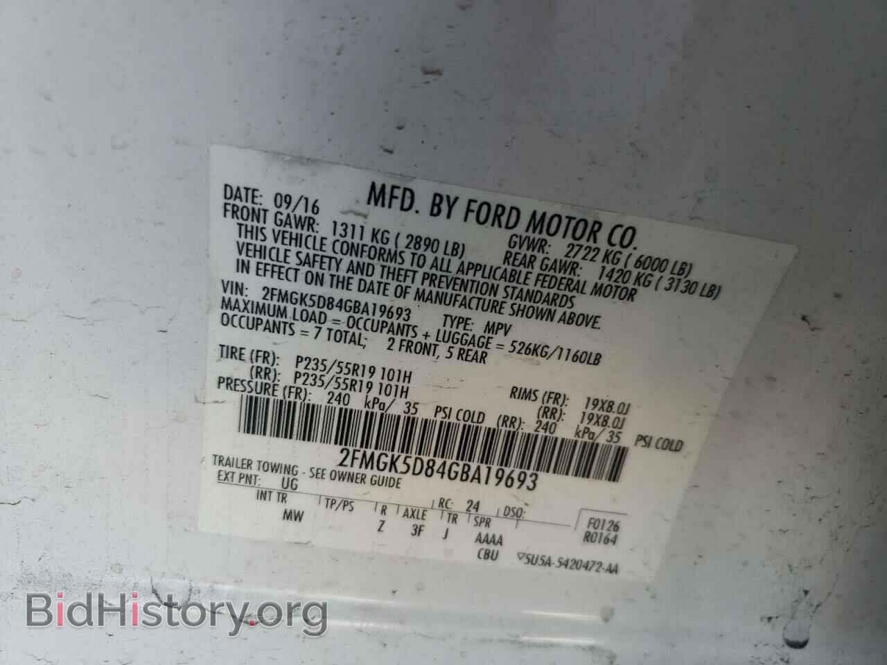 2016 FORD FLEX - VIN: 2FMGK5D84GBA19693 - Photo 10