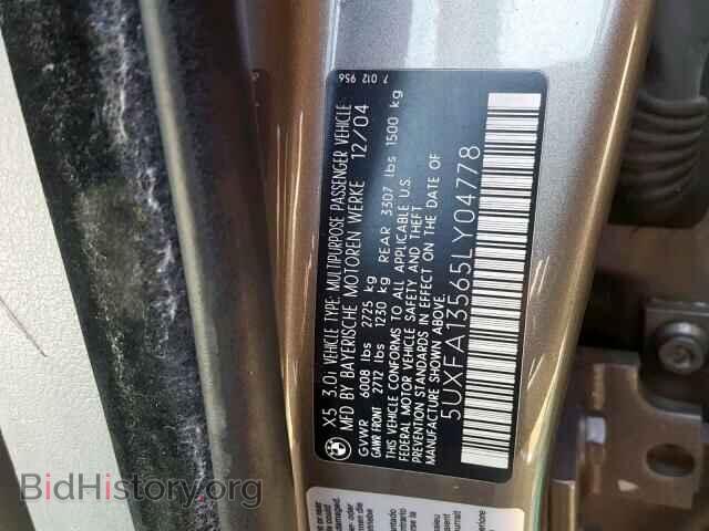 2005 BMW X5 - VIN: 5UXFA13565LY04778 - Фото 10