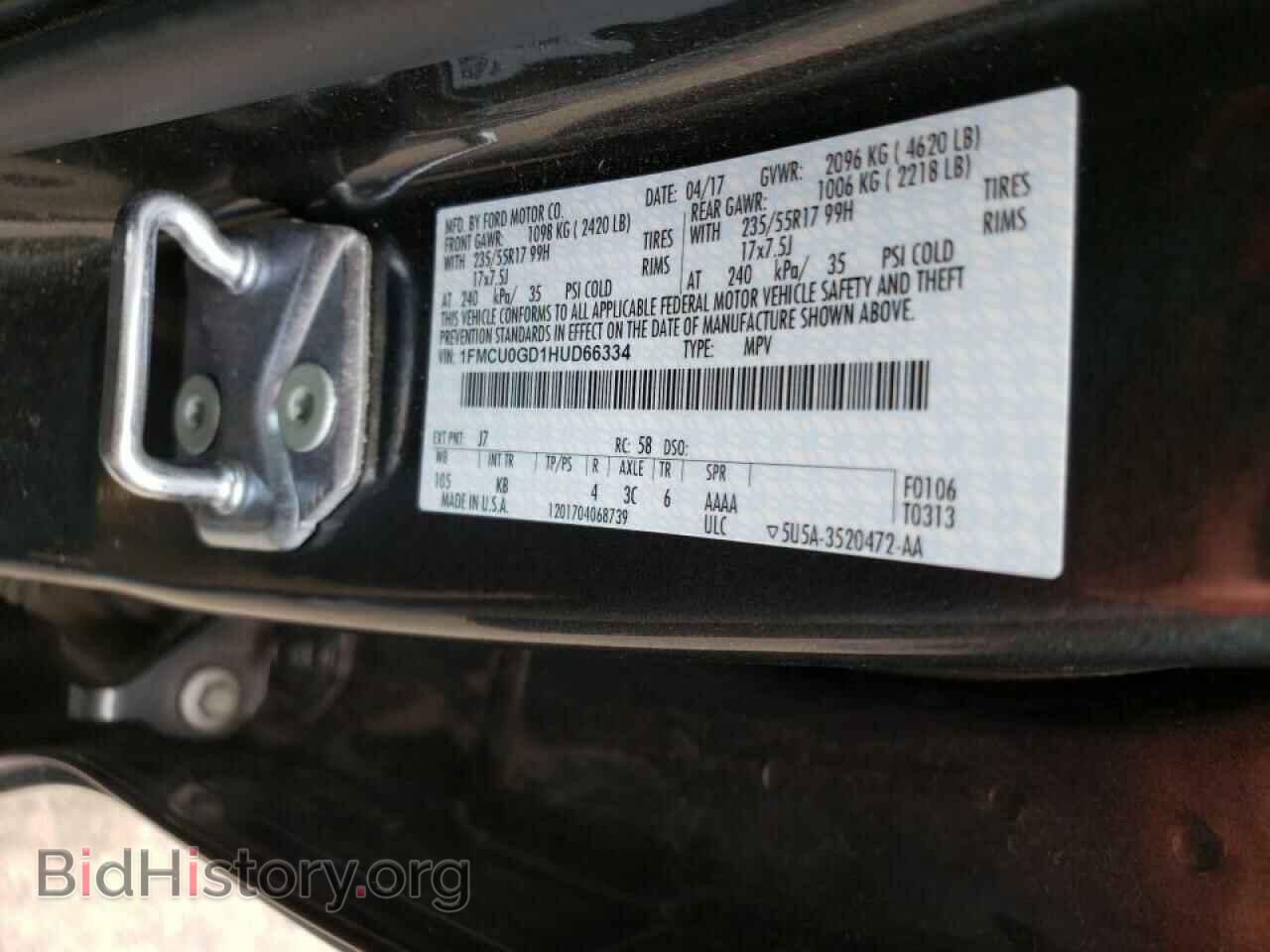 2017 FORD ESCAPE - VIN: 1FMCU0GD1HUD66334 - Фото 10