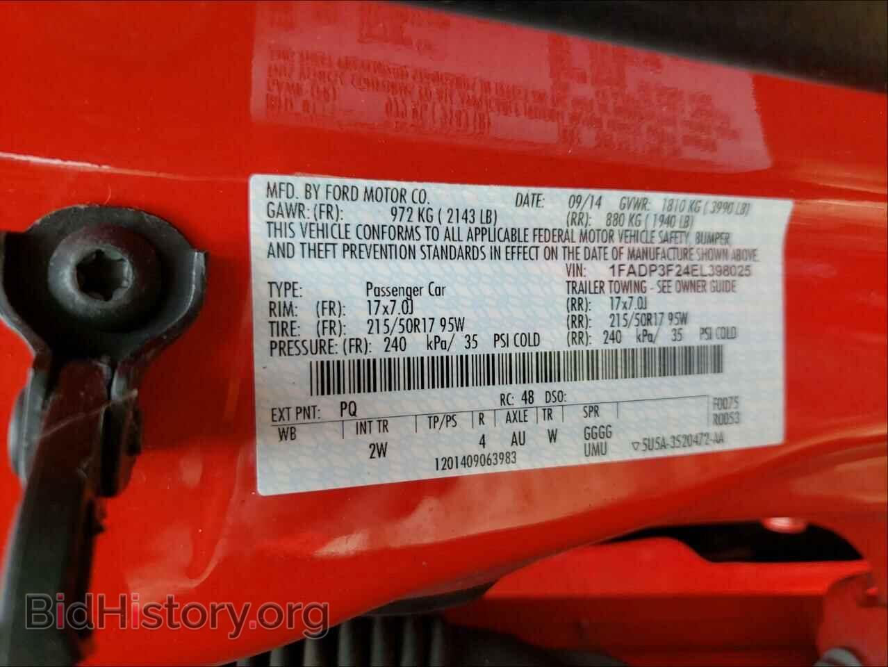 2014 FORD FOCUS - VIN: 1FADP3F24EL398025 - Фото 10