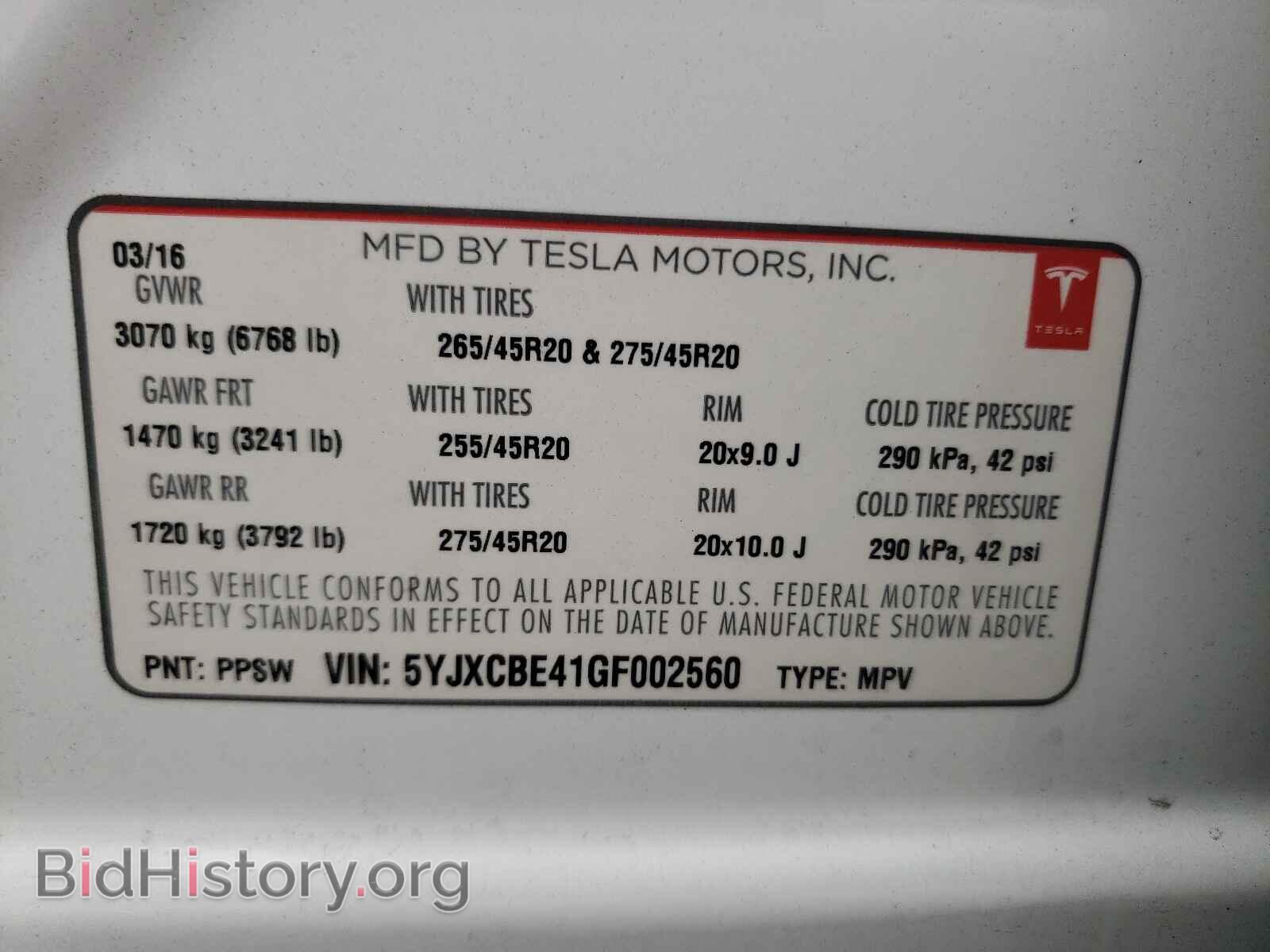 2016 TESLA MODEL X - VIN: 5YJXCBE41GF002560 - Фото 10