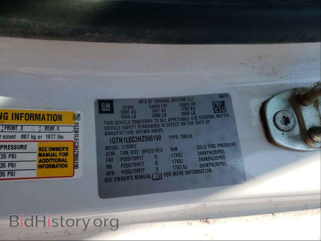 2017 GMC SIERRA - VIN: 1GTN1LEC3HZ906190 - Фото 10