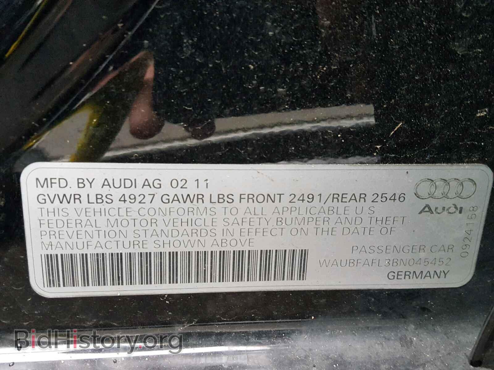 2011 AUDI A4 - VIN: WAUBFAFL3BN045452 - Фото 10