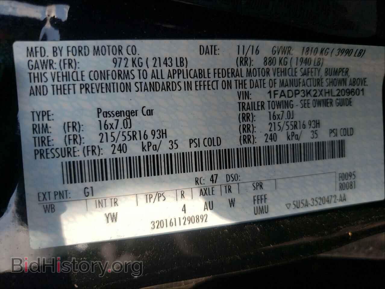 2017 FORD FOCUS - VIN: 1FADP3K2XHL209601 - Фото 10