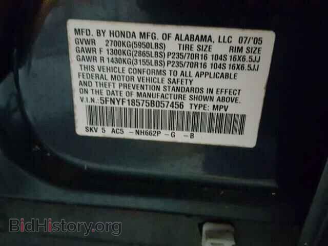 2005 HONDA PILOT - VIN: 5FNYF18575B057456 - Фото 10
