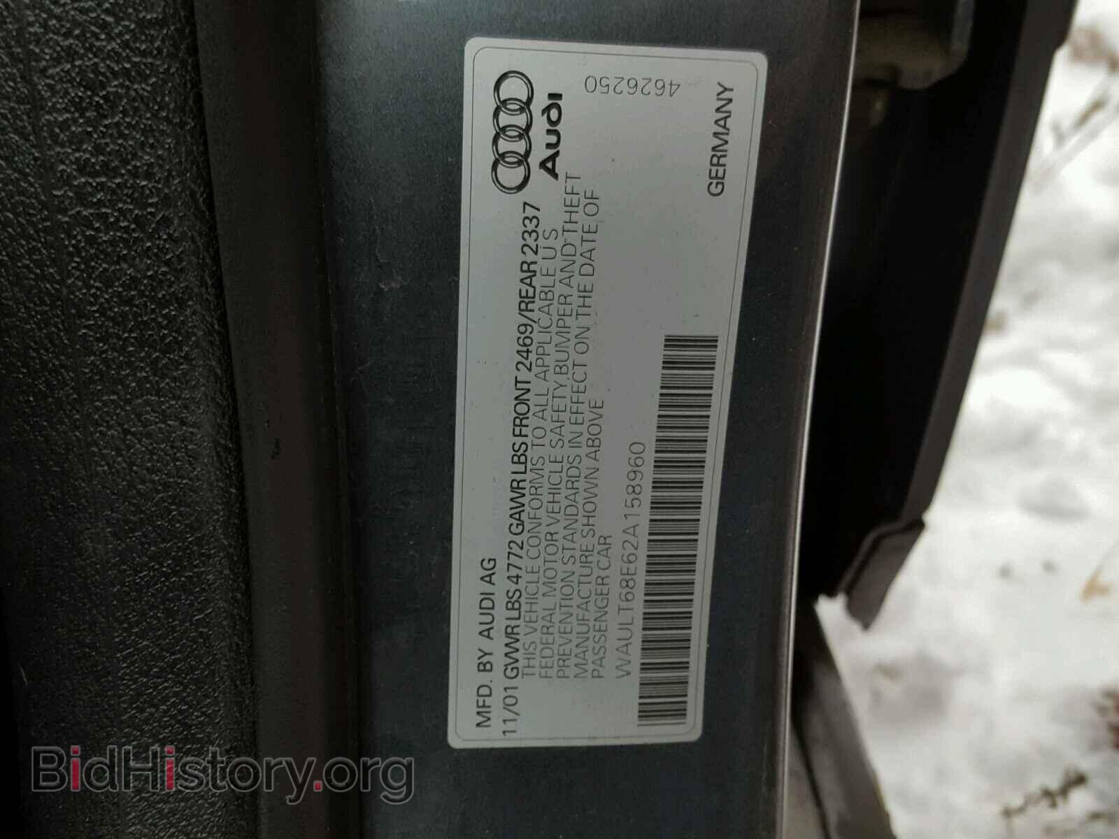 2002 AUDI A4 - VIN: WAULT68E62A158960 - Photo 10
