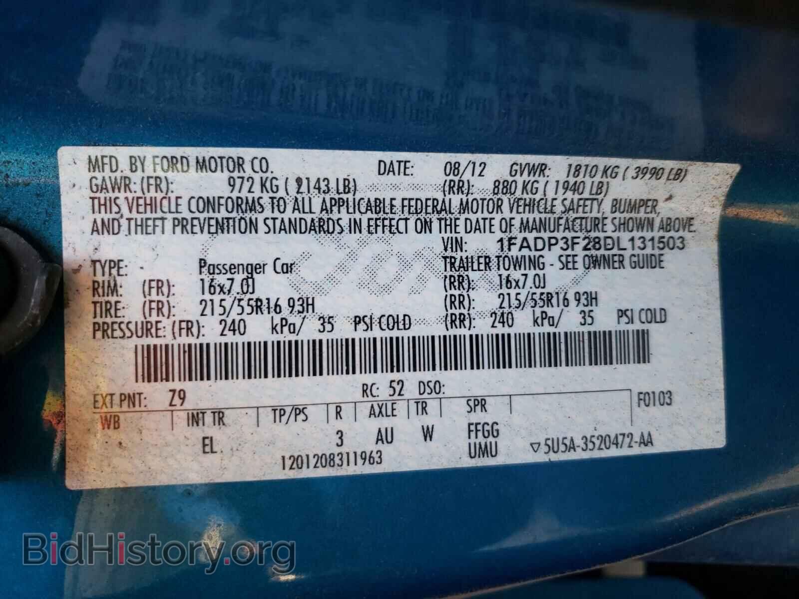 2013 FORD FOCUS - VIN: 1FADP3F28DL131503 - Фото 10