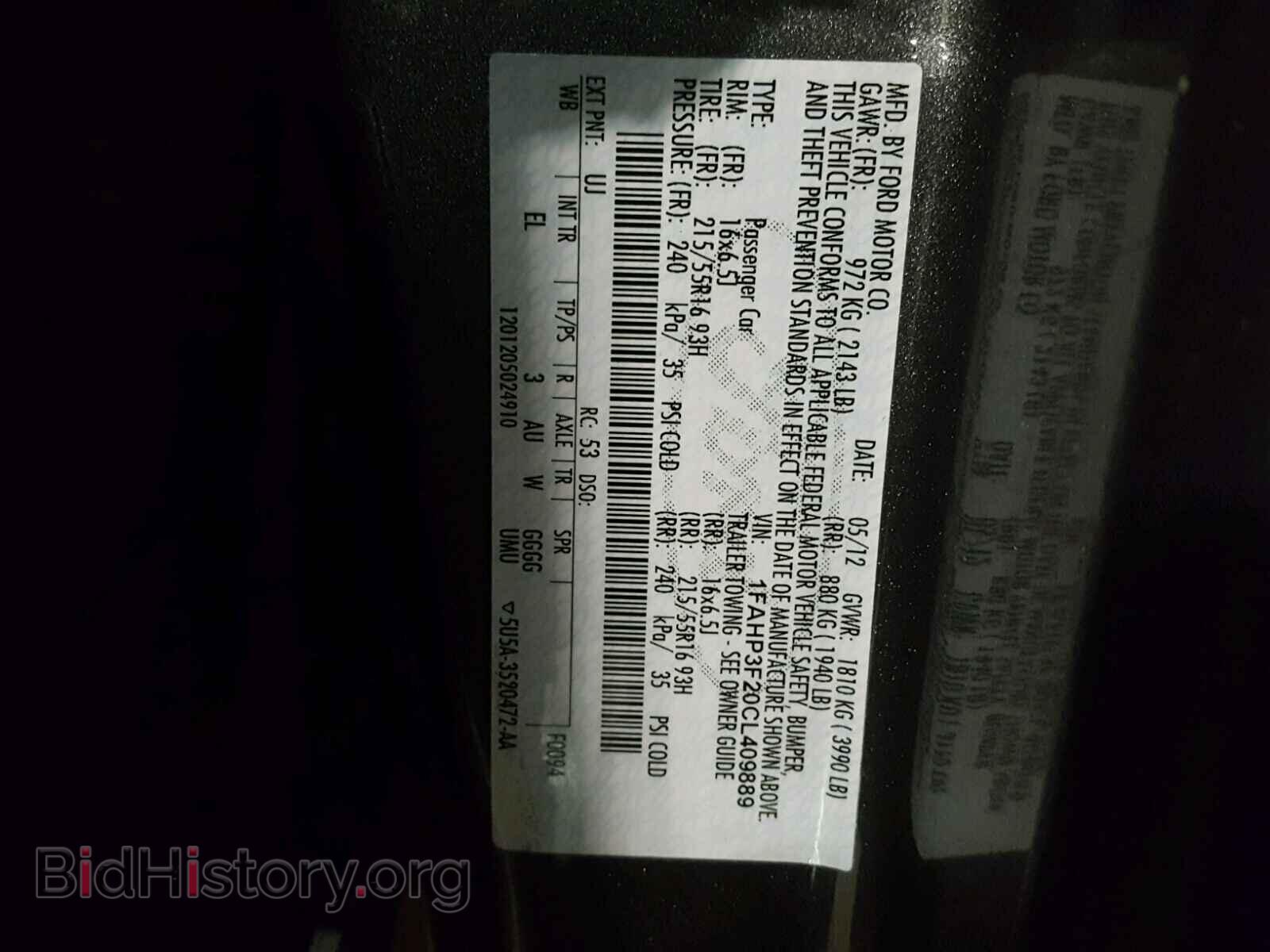 2012 FORD FOCUS - VIN: 1FAHP3F20CL409889 - Фото 10