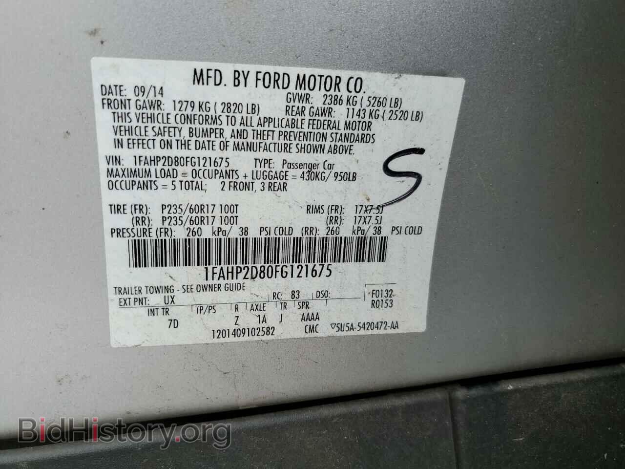 2015 FORD TAURUS - VIN: 1FAHP2D80FG121675 - Фото 12